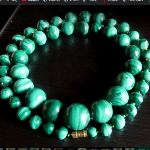 ALEXANDRA'S ACCENTS Artisan Malachite 19" Necklace Green Graduated Beads 16-7mm - Picture 2 of 6